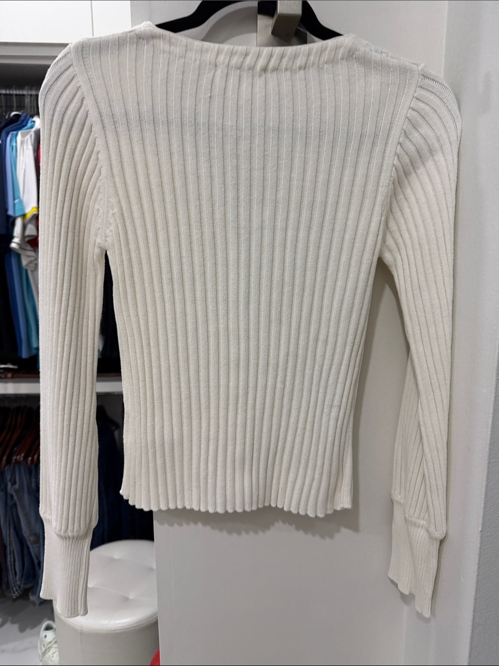 Line & Dot Cream Ribbed V-Neck Button-Front Cardigan - Picture 2 of 4